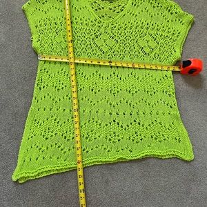 Zara oversized loose green open knit sweater with side slits   Size M/L.